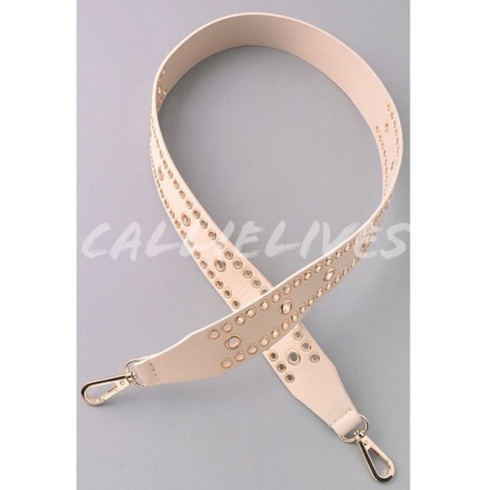 Ivory & Gold Grommets Plus Size Vegan Hook Belt